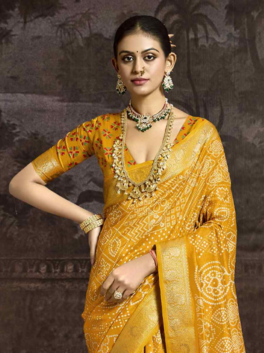 Yellow Silk Handwoven Festival Wedding Fancy Heavy Border Saree