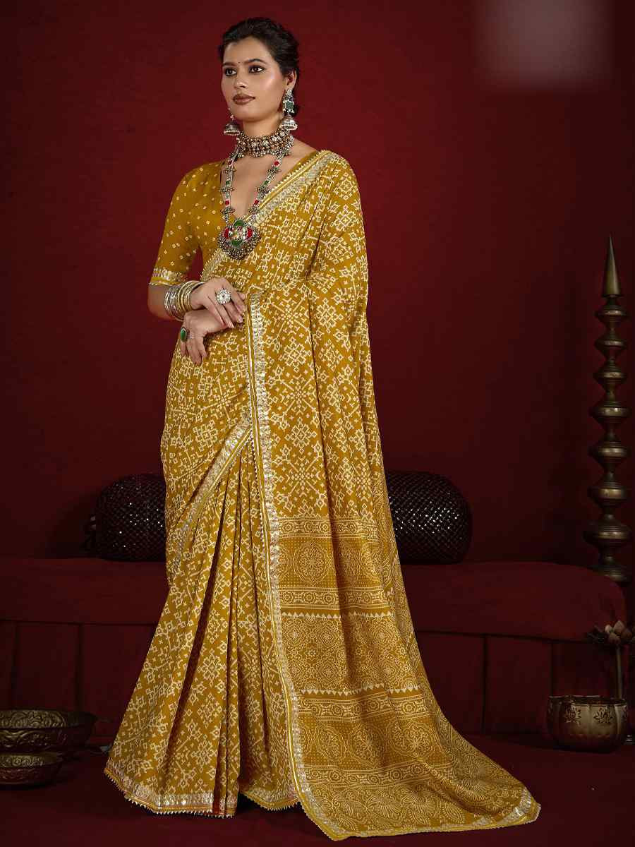 Yellow Silk Handwoven Festival Wedding Fancy Heavy Border Saree