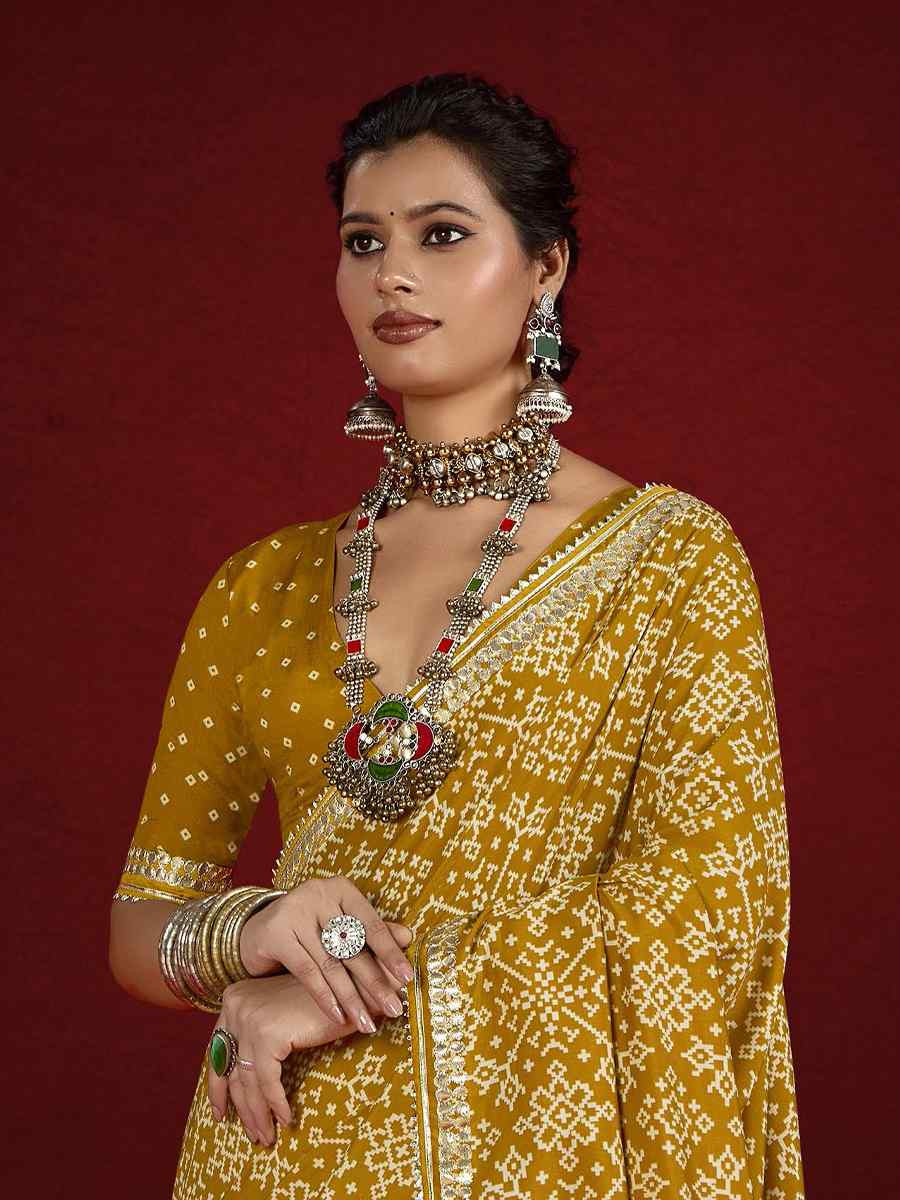 Yellow Silk Handwoven Festival Wedding Fancy Heavy Border Saree