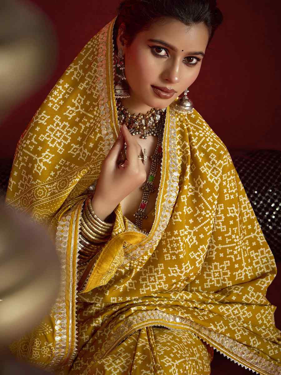 Yellow Silk Handwoven Festival Wedding Fancy Heavy Border Saree