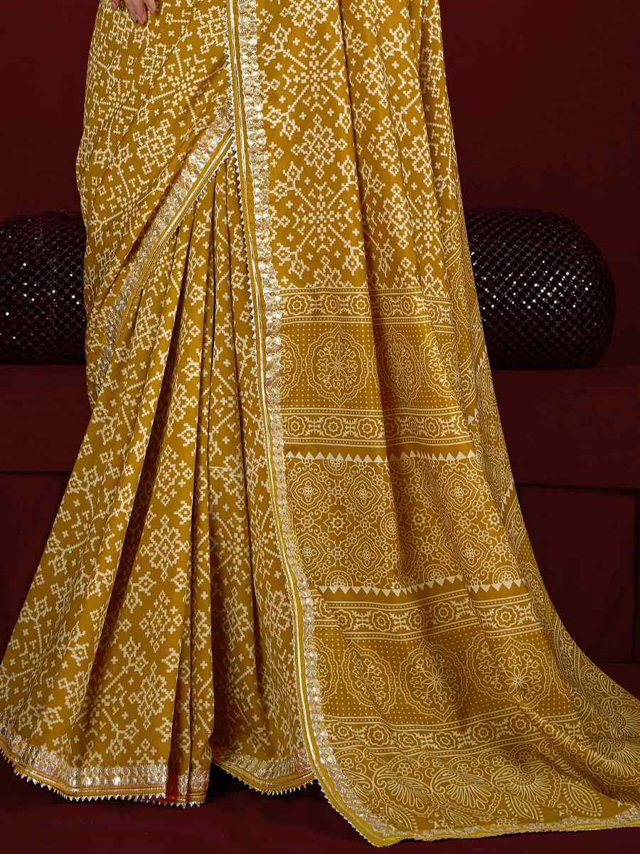 Yellow Silk Handwoven Festival Wedding Fancy Heavy Border Saree