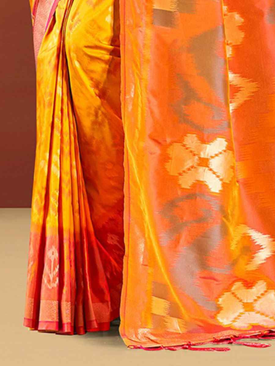 Yellow Silk Handwoven Festival Wedding Fancy Heavy Border Saree