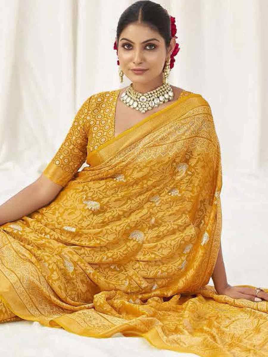 Yellow Silk Handwoven Traditional Bridal Reception Festival Wedding Fancy Heavy Border Sarees