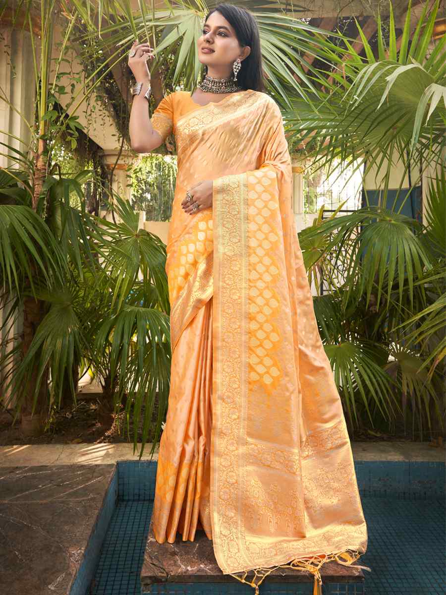 Yellow Silk Handwoven Wedding Festival Heavy Border Saree