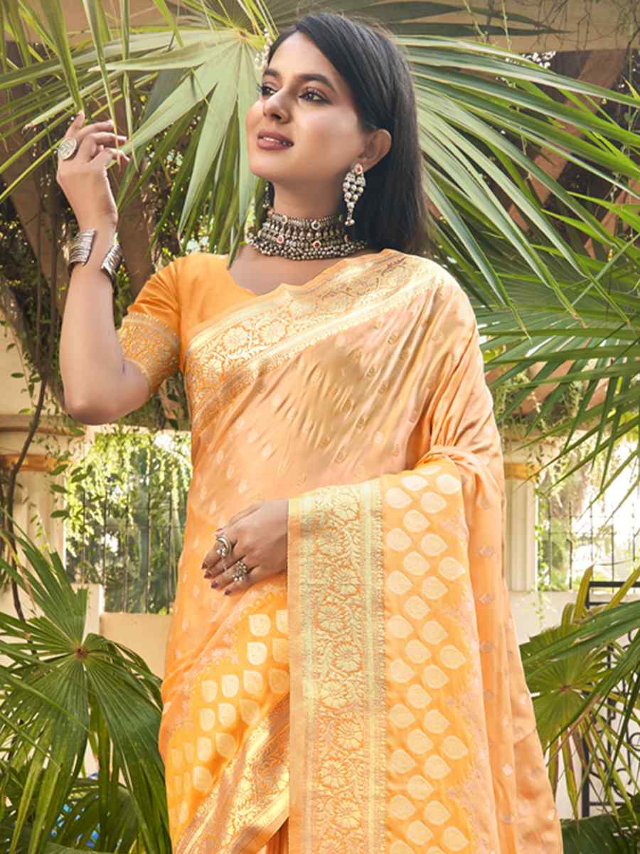 Yellow Silk Handwoven Wedding Festival Heavy Border Saree