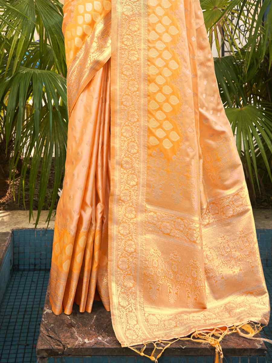 Yellow Silk Handwoven Wedding Festival Heavy Border Saree