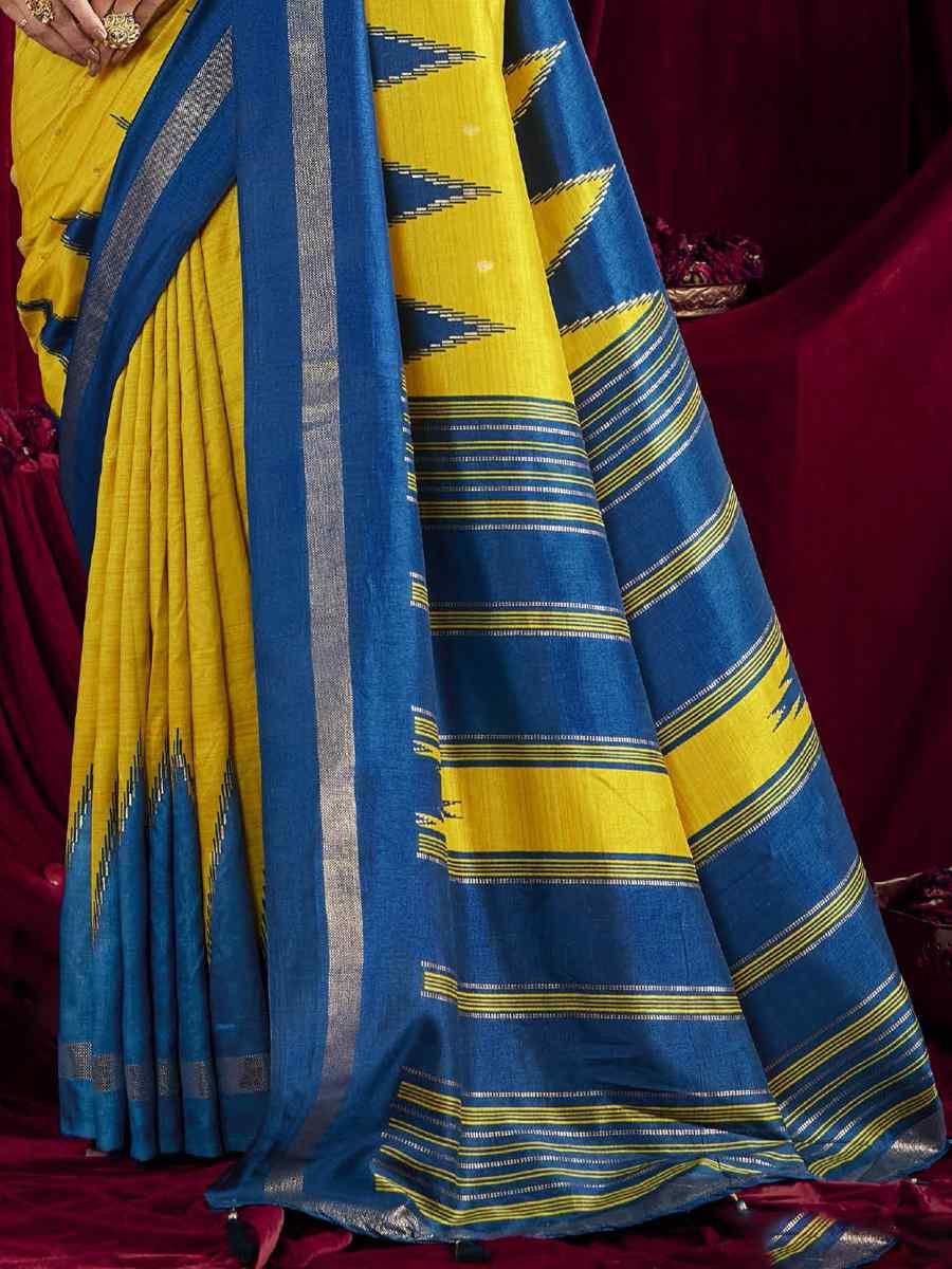 Yellow Silk Printed Bridal Reception Festival Wedding Fancy Heavy Border Saree