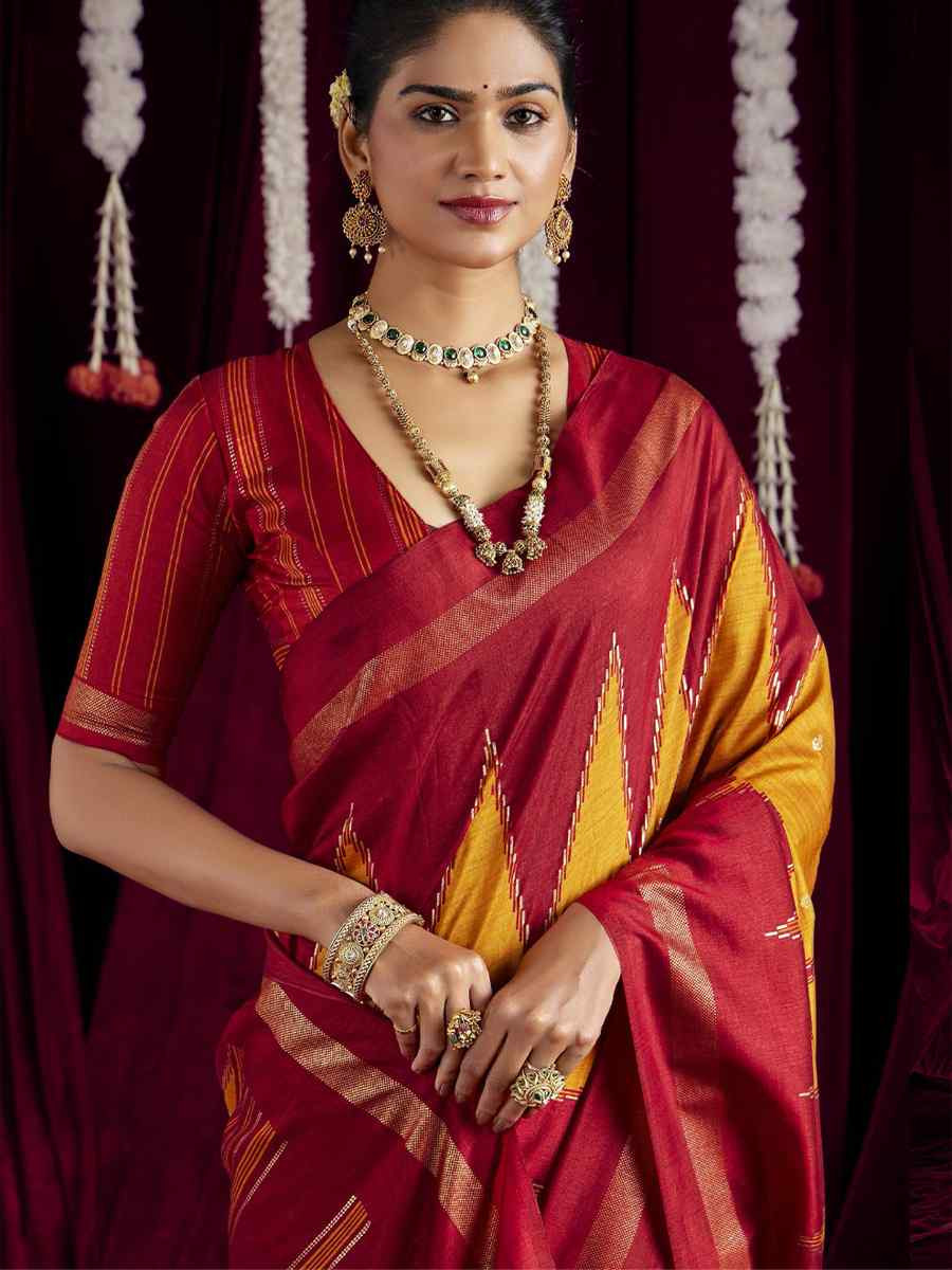 Yellow Silk Printed Bridal Reception Festival Wedding Fancy Heavy Border Saree