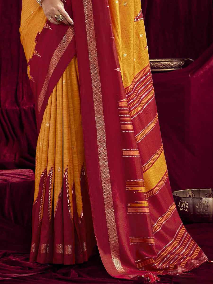 Yellow Silk Printed Bridal Reception Festival Wedding Fancy Heavy Border Saree