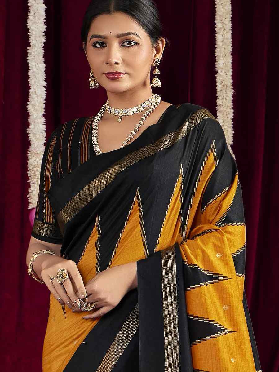 Yellow Silk Printed Bridal Reception Festival Wedding Fancy Heavy Border Saree