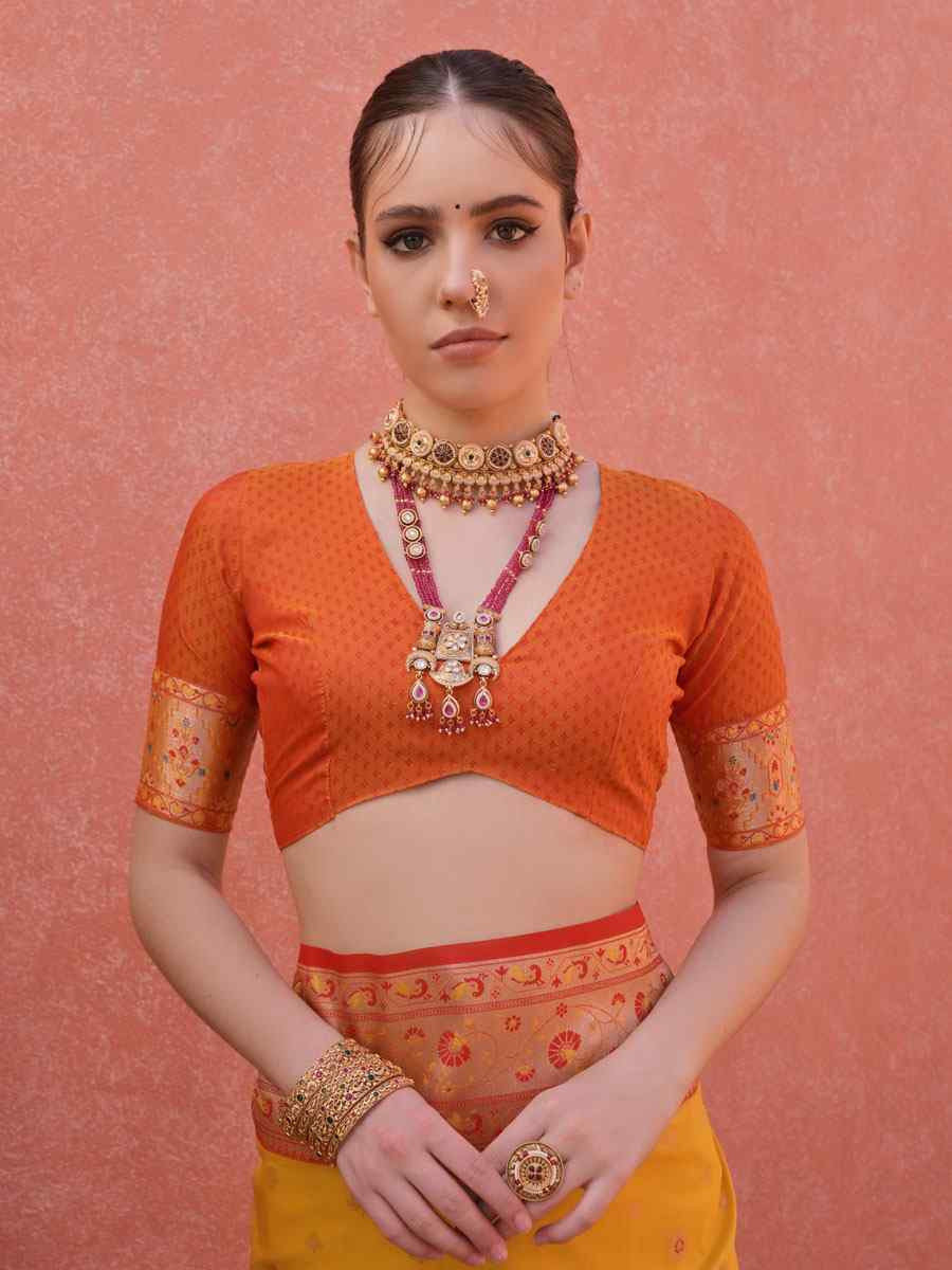 Yellow Soft Banarasi Silk Handwoven Casual Reception Festival Wedding Fancy Heavy Border Saree