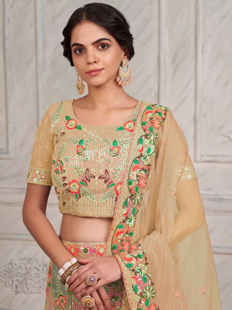 Yellow Soft Net Embroidered Festival Wedding Circular Lehenga Choli