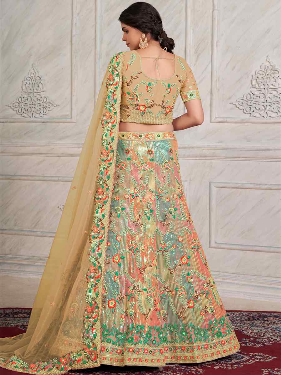 Yellow Soft Net Embroidered Festival Wedding Circular Lehenga Choli