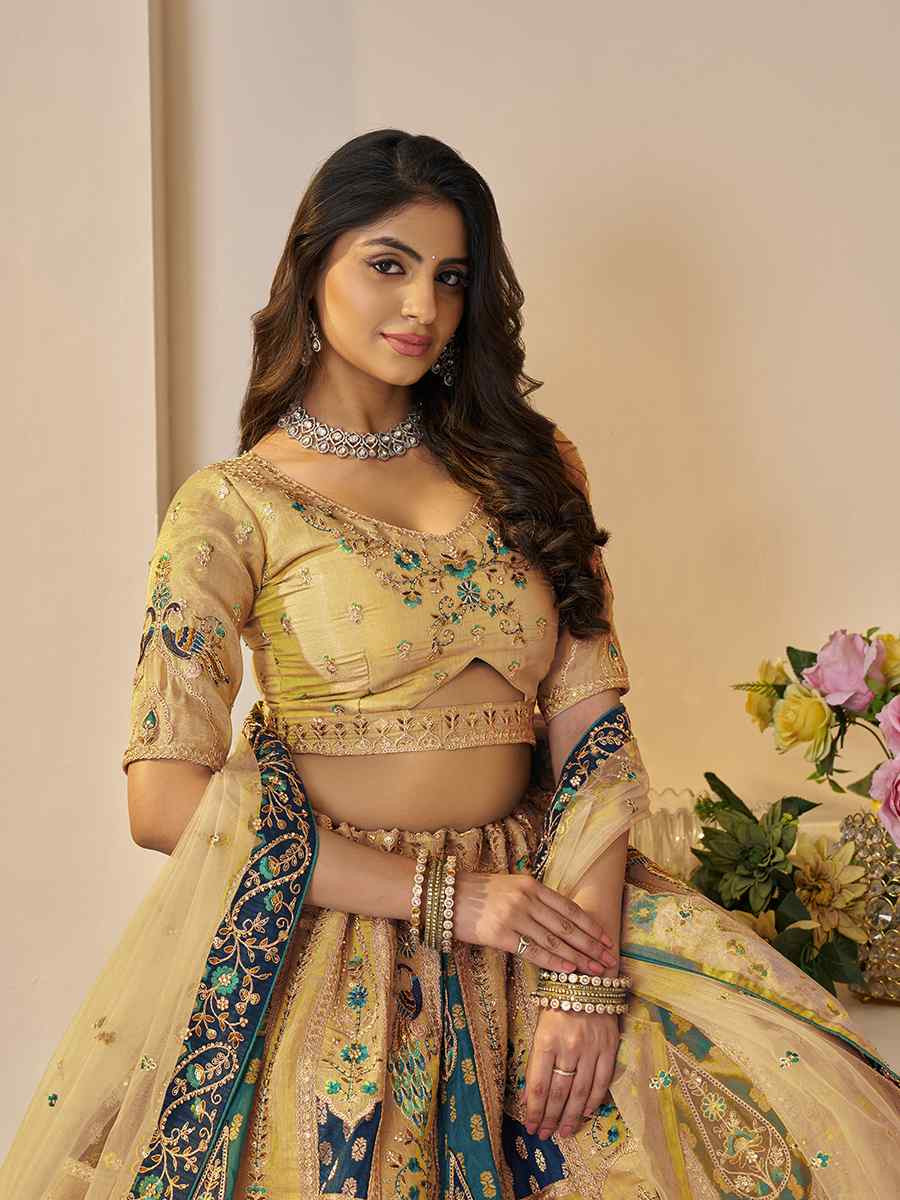yellow Soft Net Embroidered Wedding Bridesmaid Heavy Border Lehenga Choli