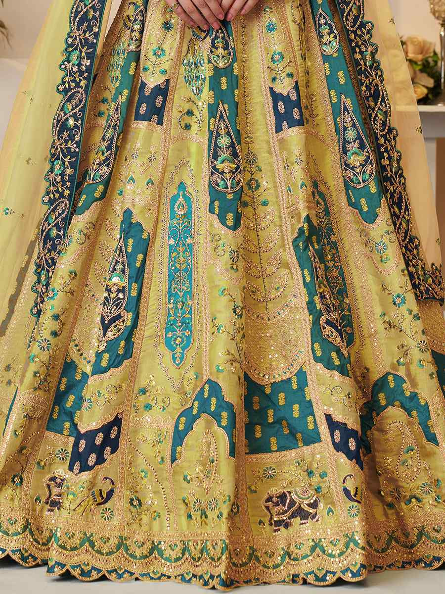 yellow Soft Net Embroidered Wedding Bridesmaid Heavy Border Lehenga Choli