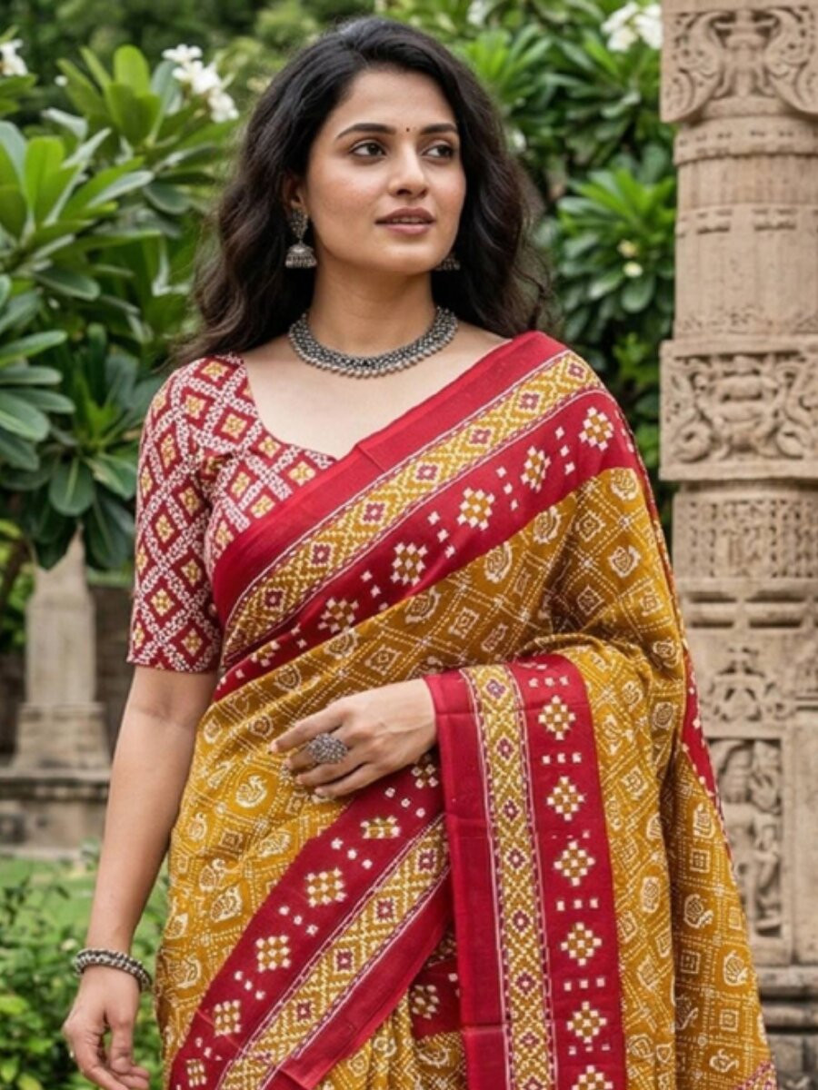 Yellow Soft Pure Cotton Printed Party Festival Casual Classic Style Sarees