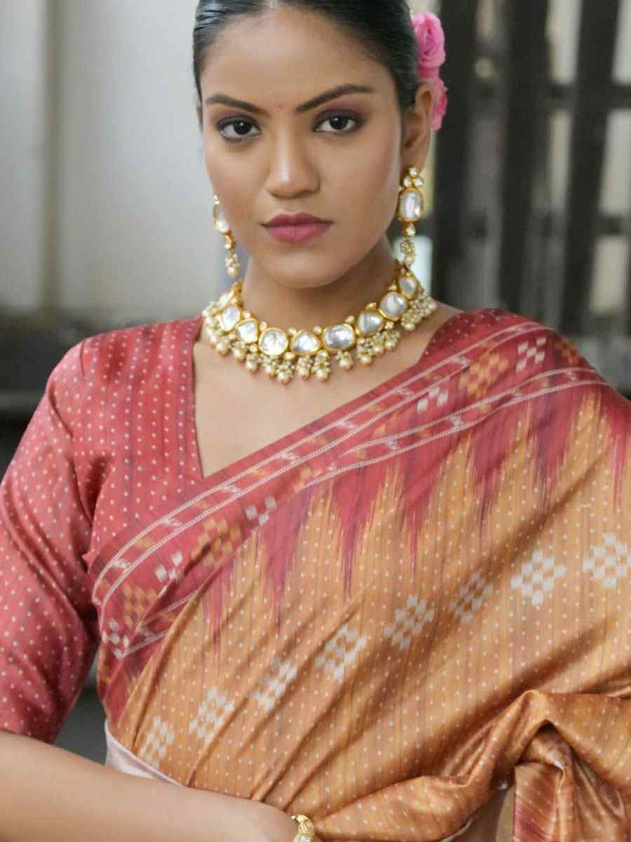 Yellow Soft Tussar Silk Printed Traditional Bridal Reception Festival Wedding Fancy Heavy Border Saree