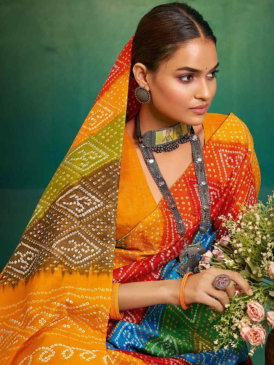 Yellow Velvet Tussar Silk Printed Causal Reception Festival Wedding Fancy Classic Style Saree