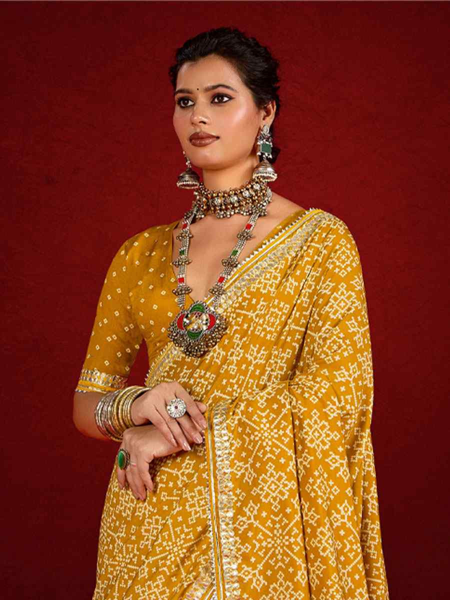 Yellow Velvet Tussar Silk Printed Embroidery Casual Reception Festival Wedding Fancy Classic Style Sarees