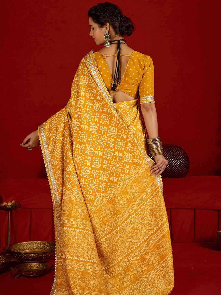 Yellow Velvet Tussar Silk Printed Embroidery Casual Reception Festival Wedding Fancy Classic Style Sarees