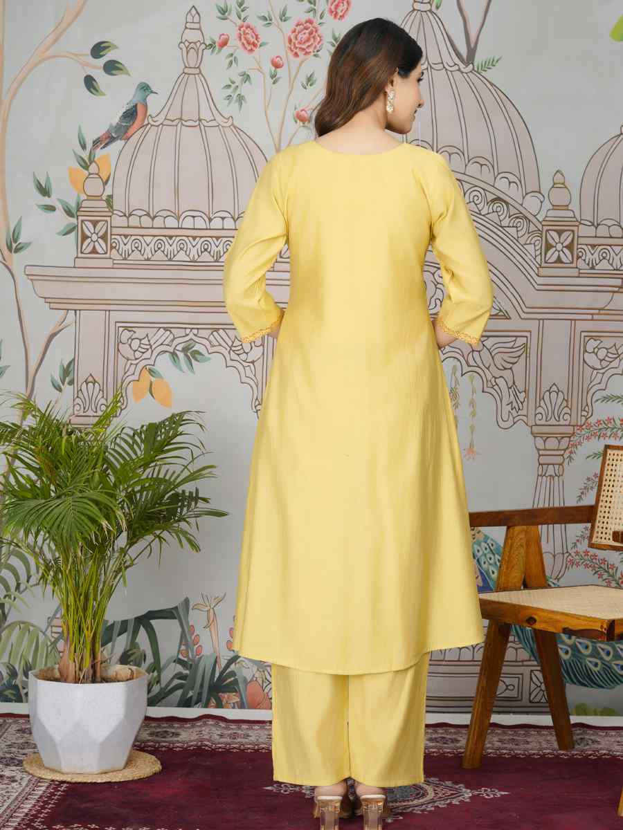 Yellow Viscose Roman Silk Printed Festival Casual Kurti