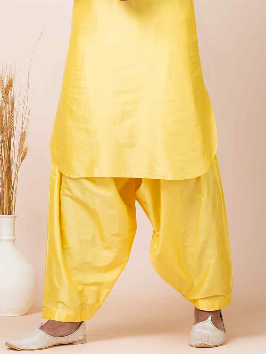 Yellow Viscose Woven Festival Mehendi Kurta